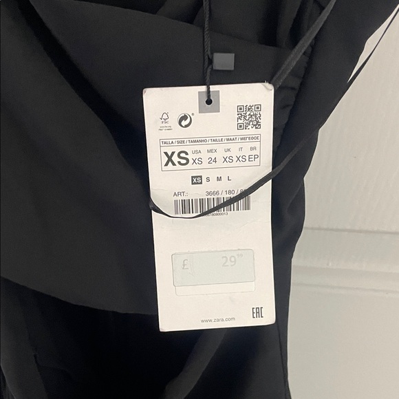 Zara Black Draped Mini Slip Dress with Double Spaghetti Straps - Picture 2 of 2